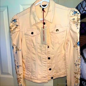 peach/cream jean jacket